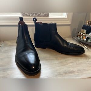 STEVE MADDEN Mens Black Agate Leather Ankle Chelsea Boots 10 M Slip On